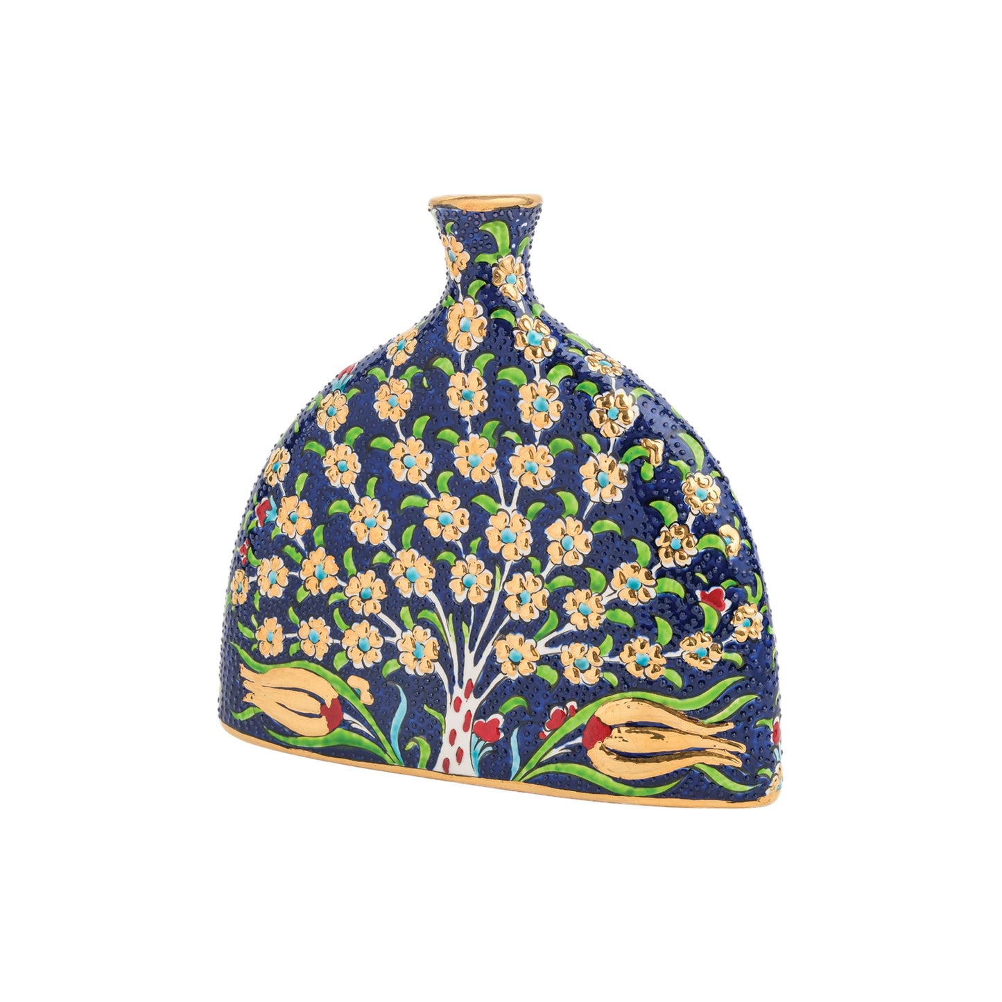 Handmade Ceramic Decorative Vase, Gold Tree Ceramic Vase, Golden Vase