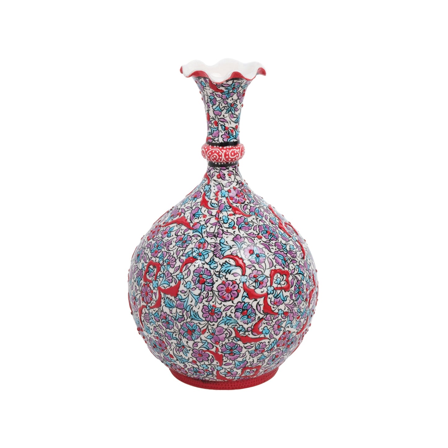 Handmade Ceramic Decorative Vase, Ruby Blossom Ceramic Vase