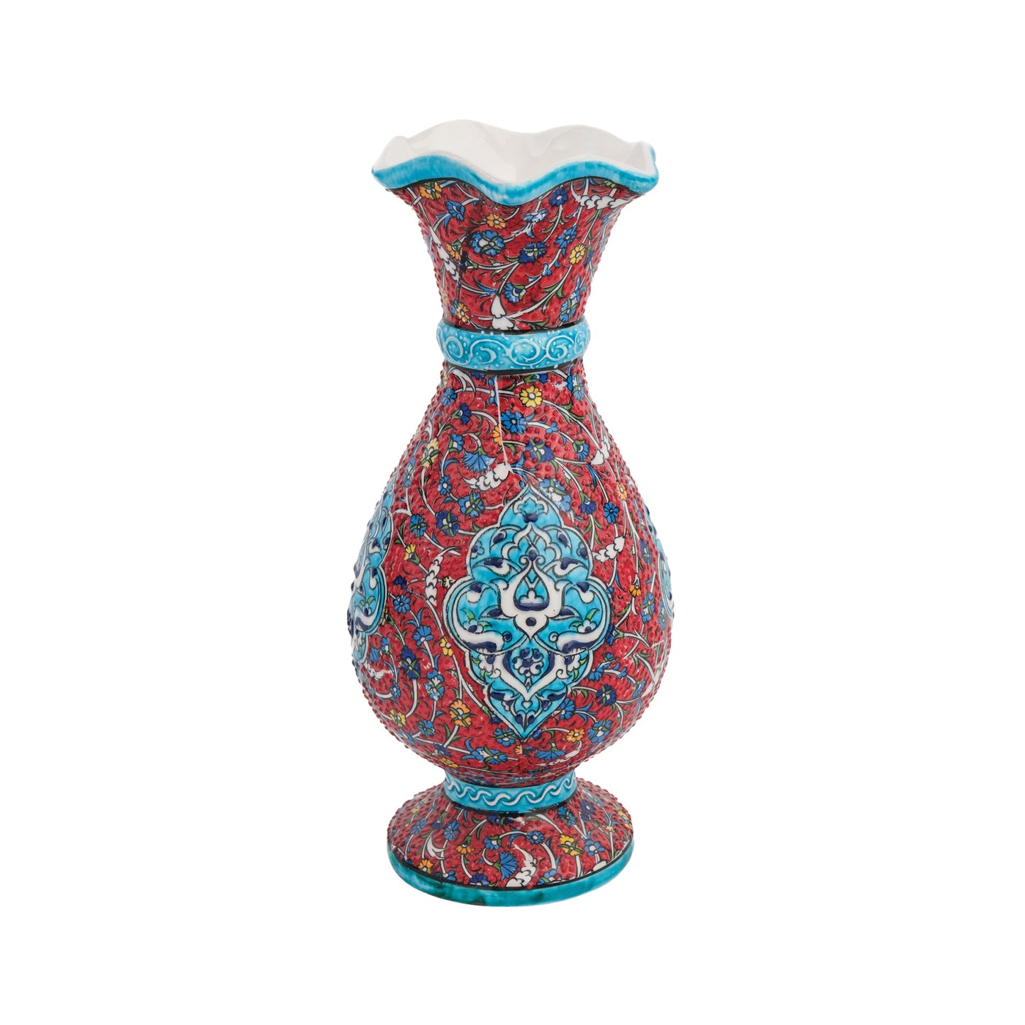 Handmade Ceramic Decorative Vase, Ottoman Scroll Ceramic Vase