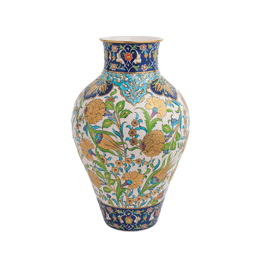 Handmade Ceramic Decorative Vase, Golden Botanica Ceramic Vase, Golden Vase