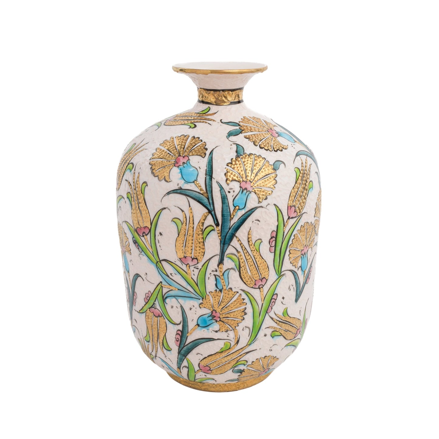 Handmade Ceramic Decorative Vase, Royal Botanica Ceramic Vase, Golden Vase
