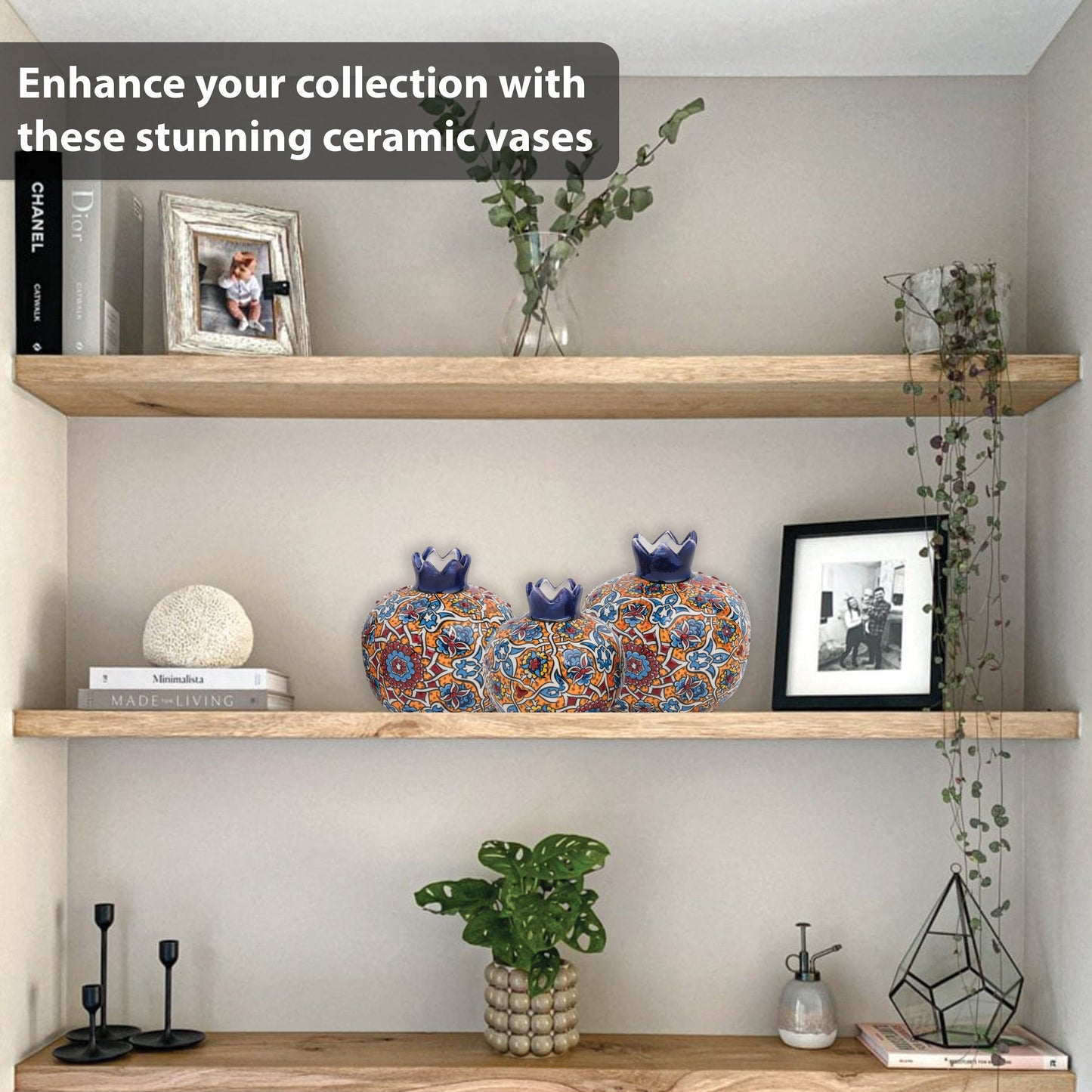 Handmade Ceramic Pomegranate Vase, Ceramic Vase Home Decor