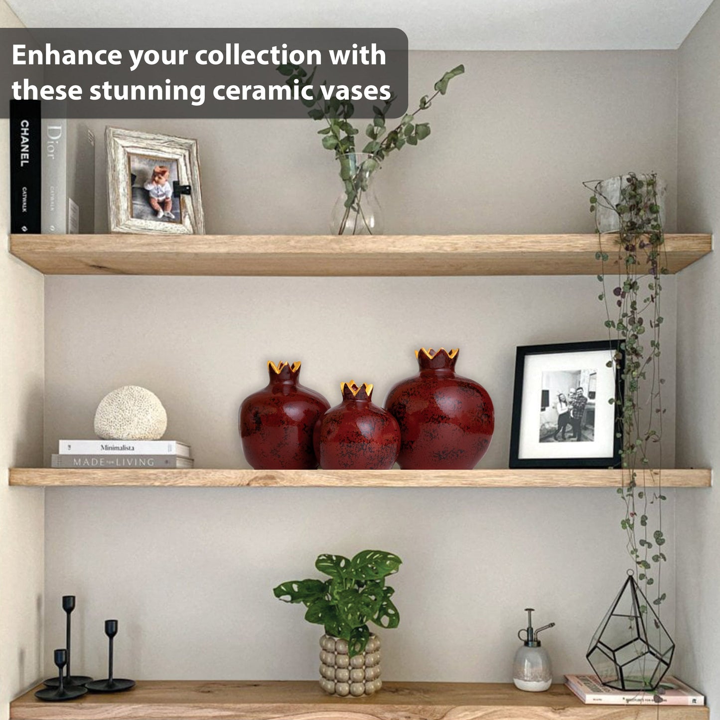 Handmade Ceramic Pomegranate Vase, Ceramic Vase Home Decor