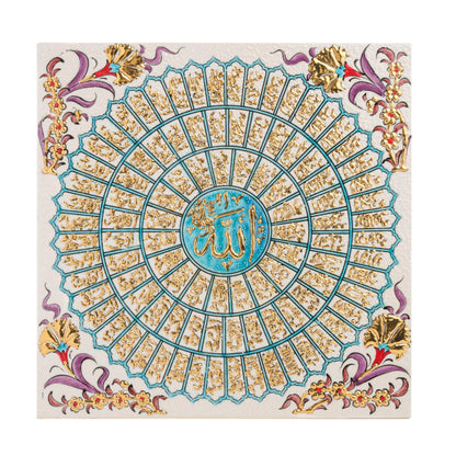 Handmade Ceramic Tile, Golden Divine Mandala Tile