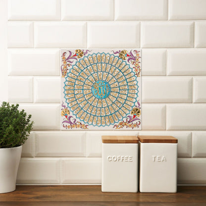 Handmade Ceramic Tile, Golden Divine Mandala Tile