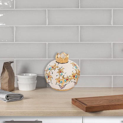 Handmade Ceramic Pomegranate Vase, Golden Vase Home Decor