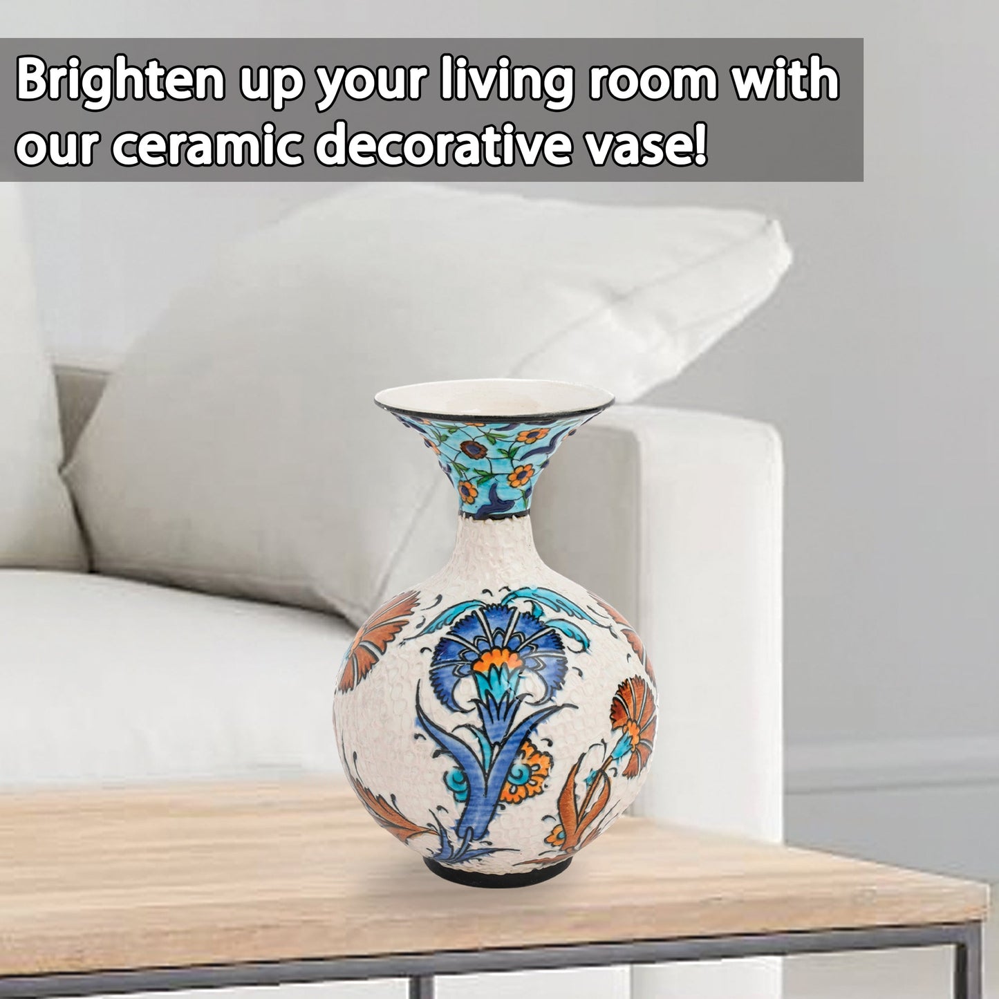 Handmade Ceramic Decorative Vase, Ottoman Bloom Ceramic Vase