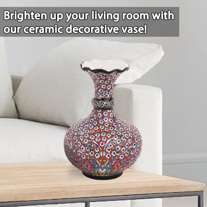 Handmade Ceramic Decorative Vase, Floral Mosaic Ceramic Vase
