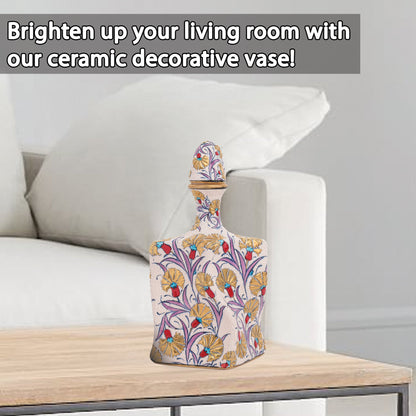 Handmade Ceramic Decorative Vase, Oriental Garden Ceramic Vase, Golden Vase