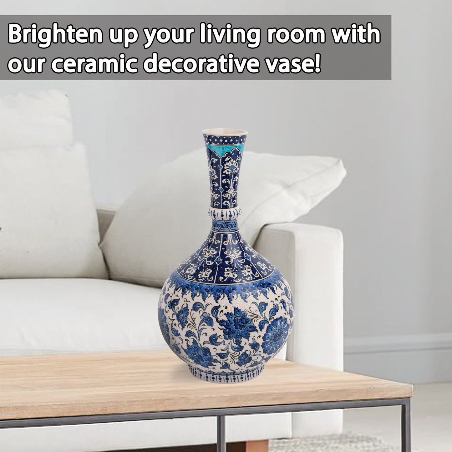 Handmade Ceramic Decorative Vase, Royal Garden Ceramic Vase