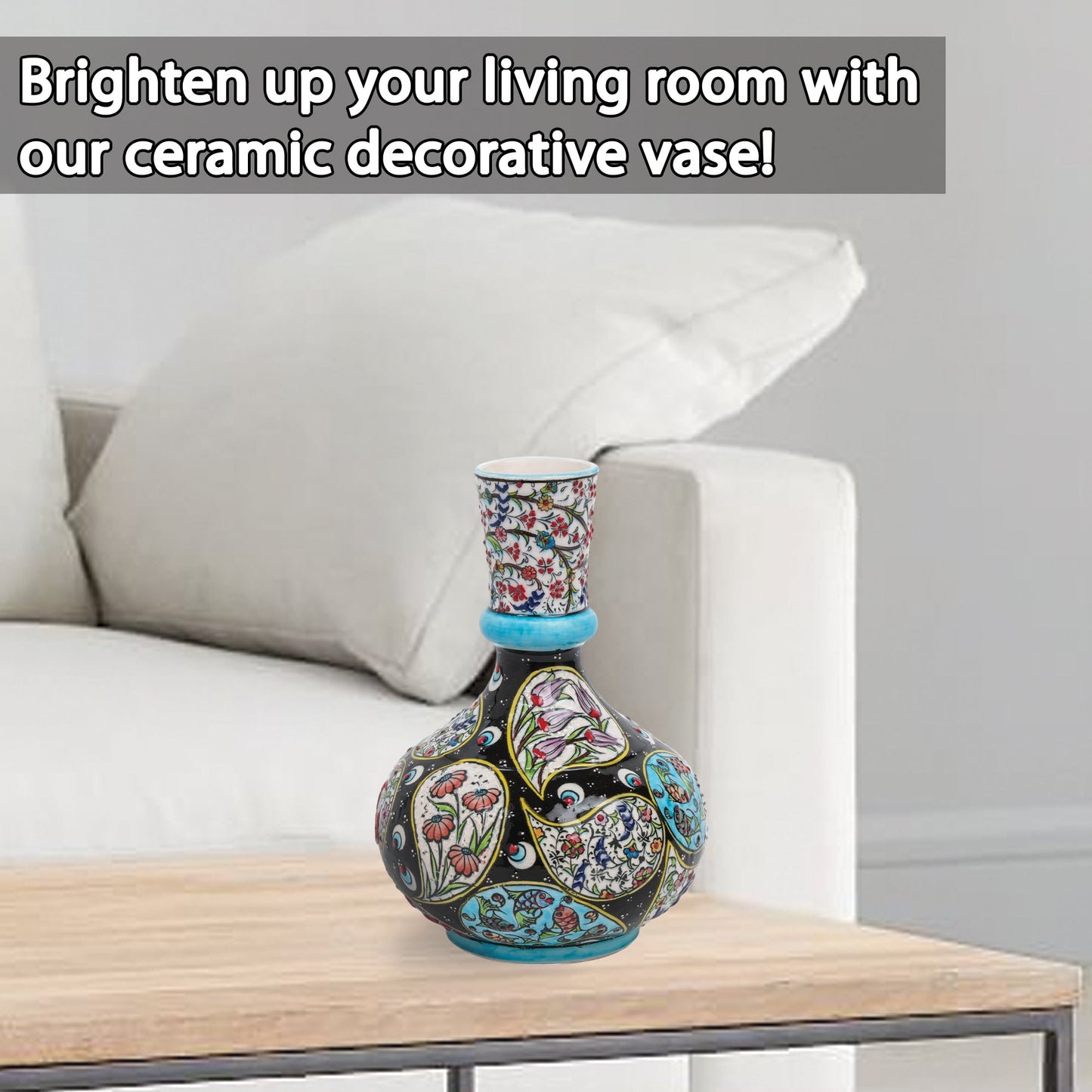 Handmade Ceramic Decorative Vase, Night Garden Ceramic Vase