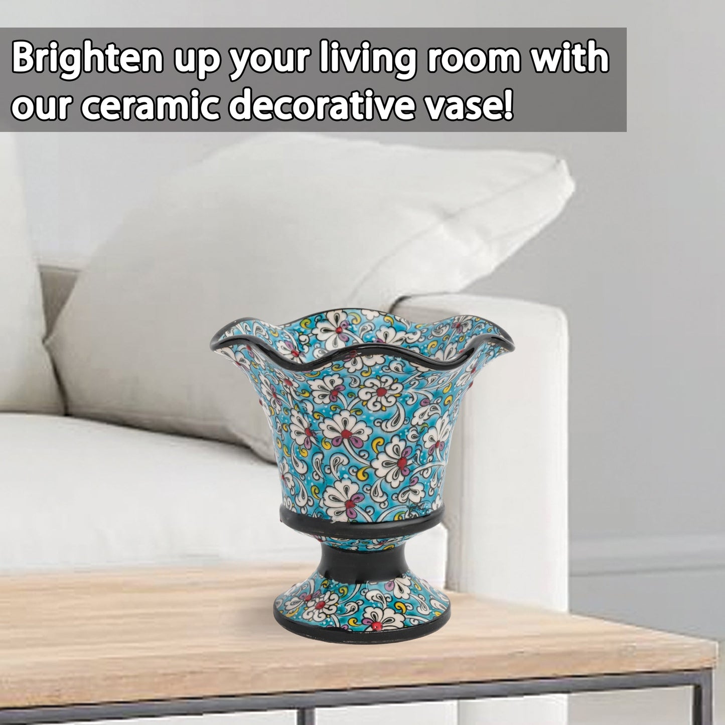 Handmade Ceramic Decorative Vase, Floral Cascade Ceramic Vase