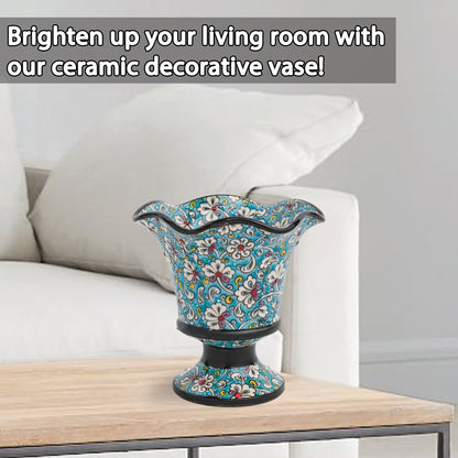 Handmade Ceramic Decorative Vase, Floral Cascade Ceramic Vase