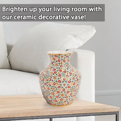 Handmade Ceramic Decorative Vase, Golden Bloom Ceramic Vase, Golden Vase