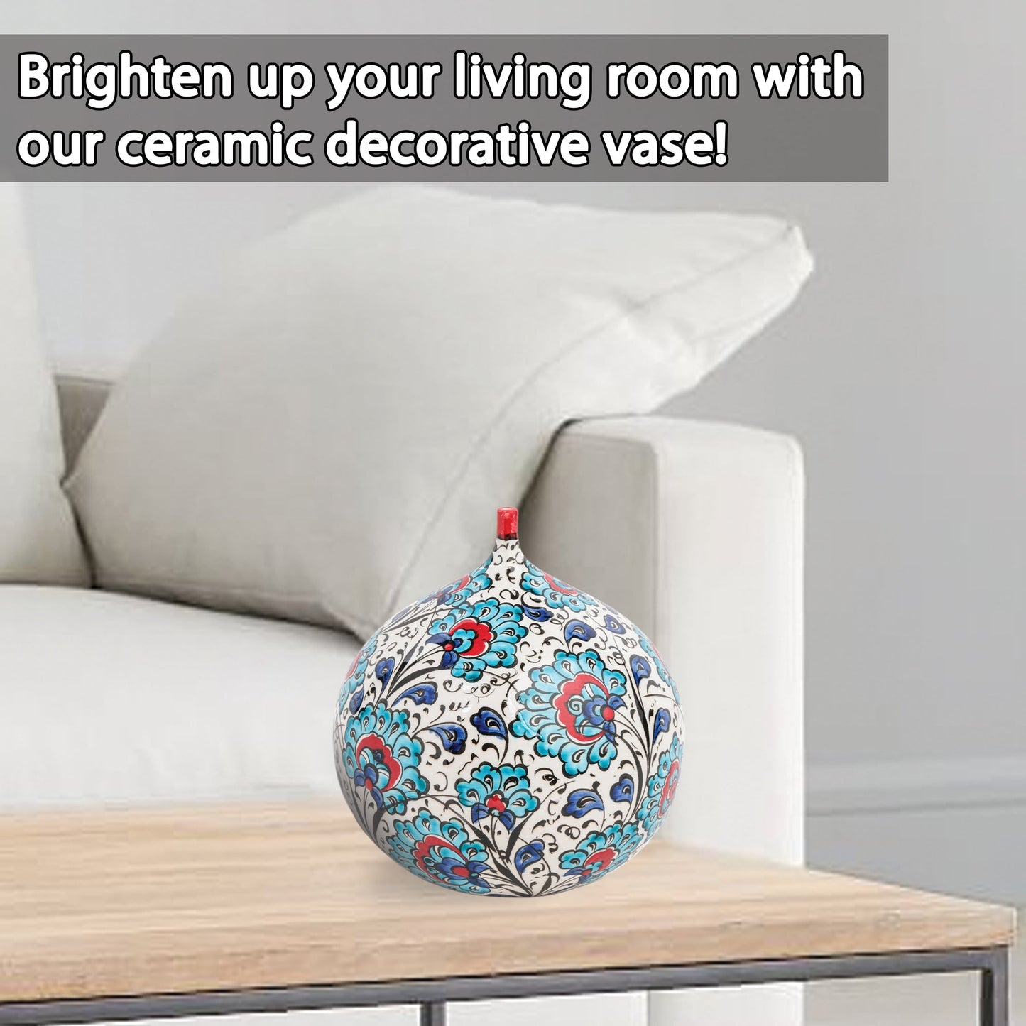 Handmade Ceramic Decorative Vase, Bloom Sphere Ceramic Vase