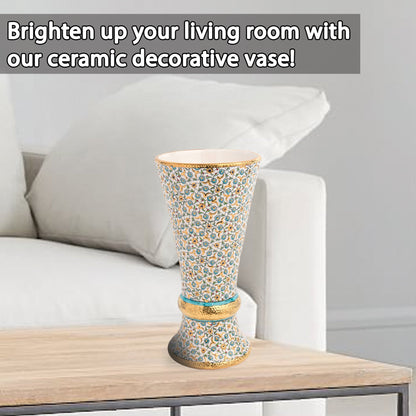 Handmade Ceramic Decorative Vase, Golden Blossom Ceramic Vase, Golden Vase