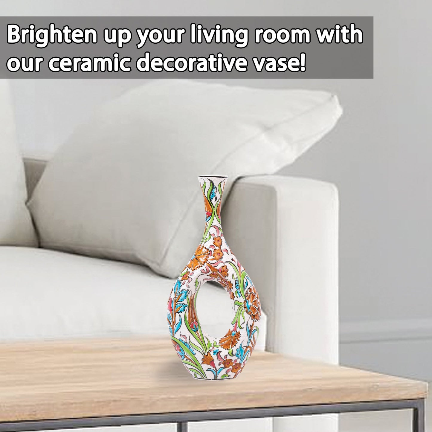 Handmade Ceramic Decorative Vase, Ornate Loop Ceramic Vase