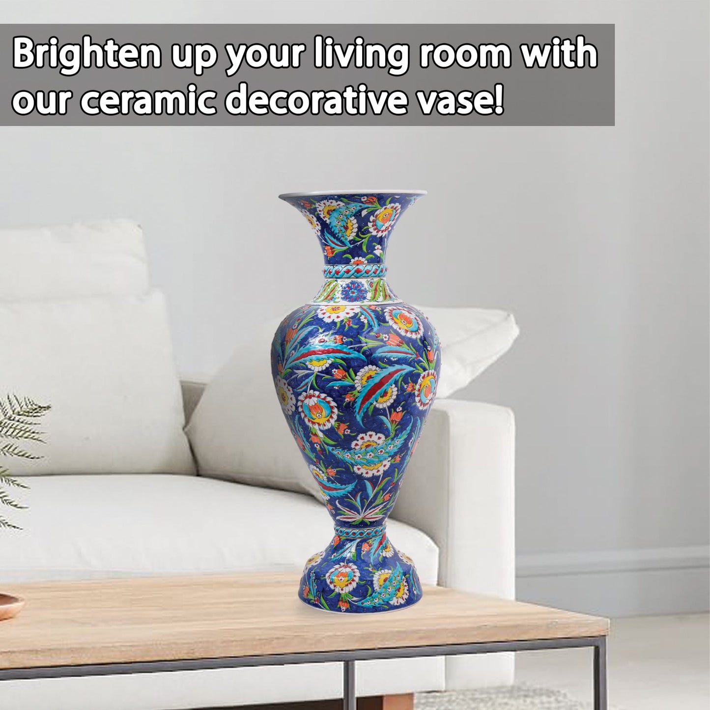 Handmade Ceramic Decorative Vase, Floral Serenity Ceramic Vase