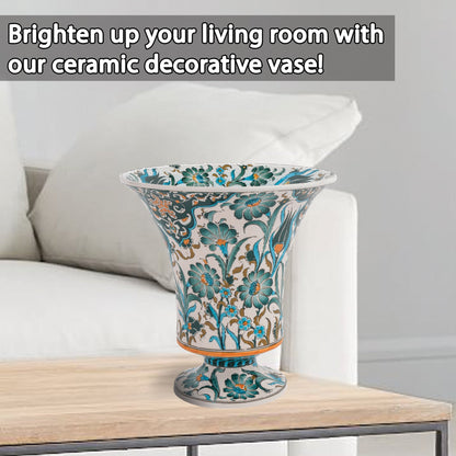 Handmade Ceramic Decorative Vase, Floral Chalice Ceramic Vase