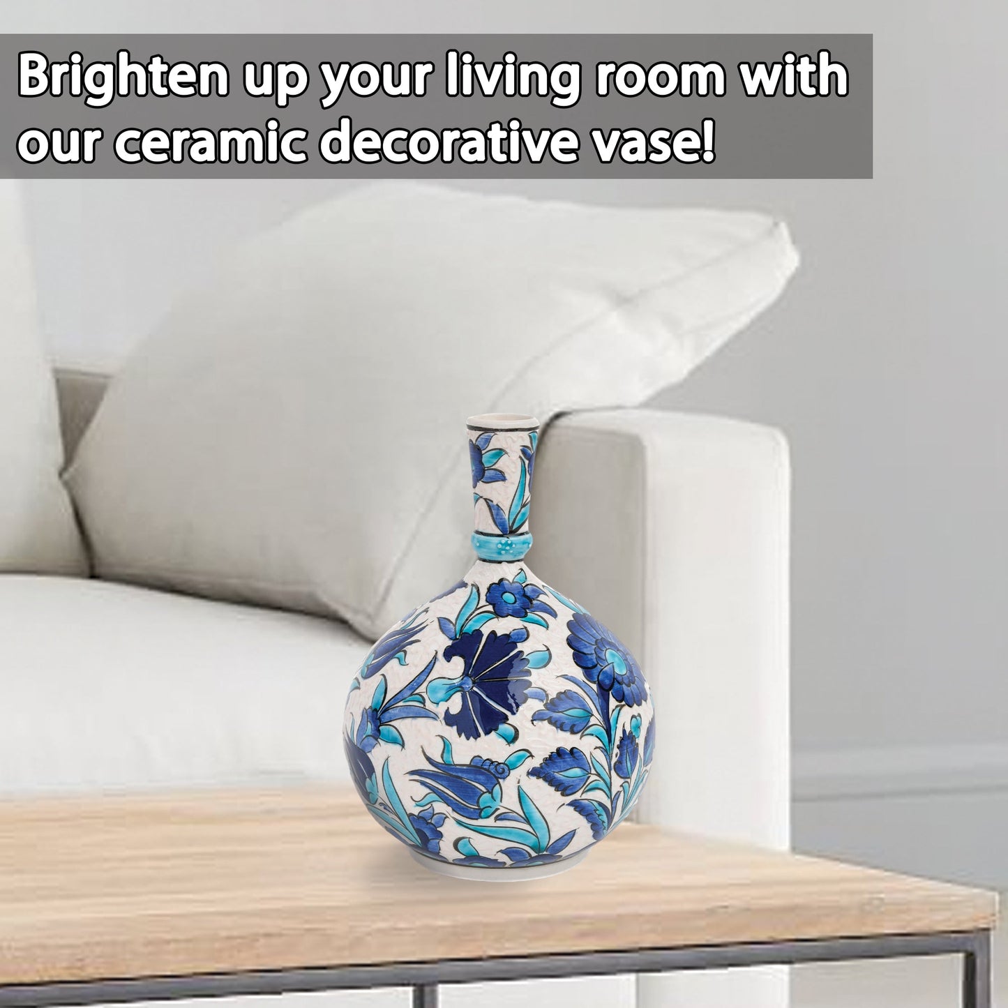 Handmade Ceramic Decorative Vase, Royal Blue Ceramic Vase