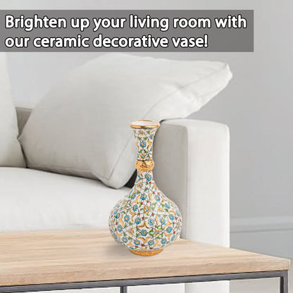 Handmade Ceramic Decorative Vase, Golden Blossom Ceramic Vase, Golden Vase