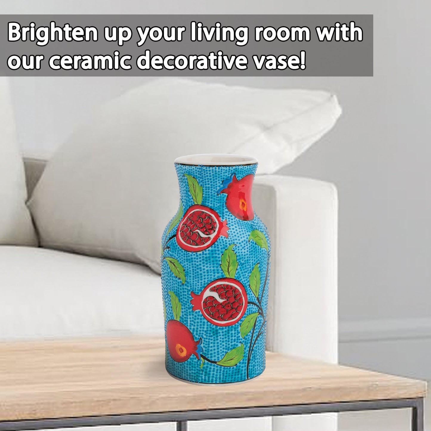 Handmade Ceramic Decorative Vase, Pomegranate Bloom Ceramic Vase