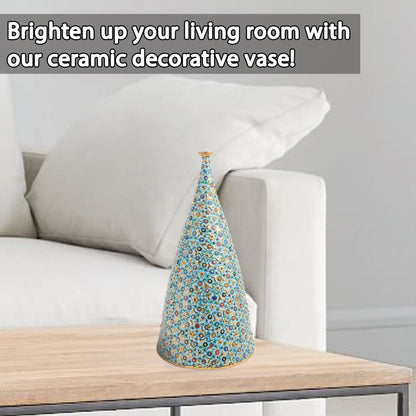 Handmade Ceramic Decorative Vase, Ottoman Blossom Ceramic Vase, Golden Vase