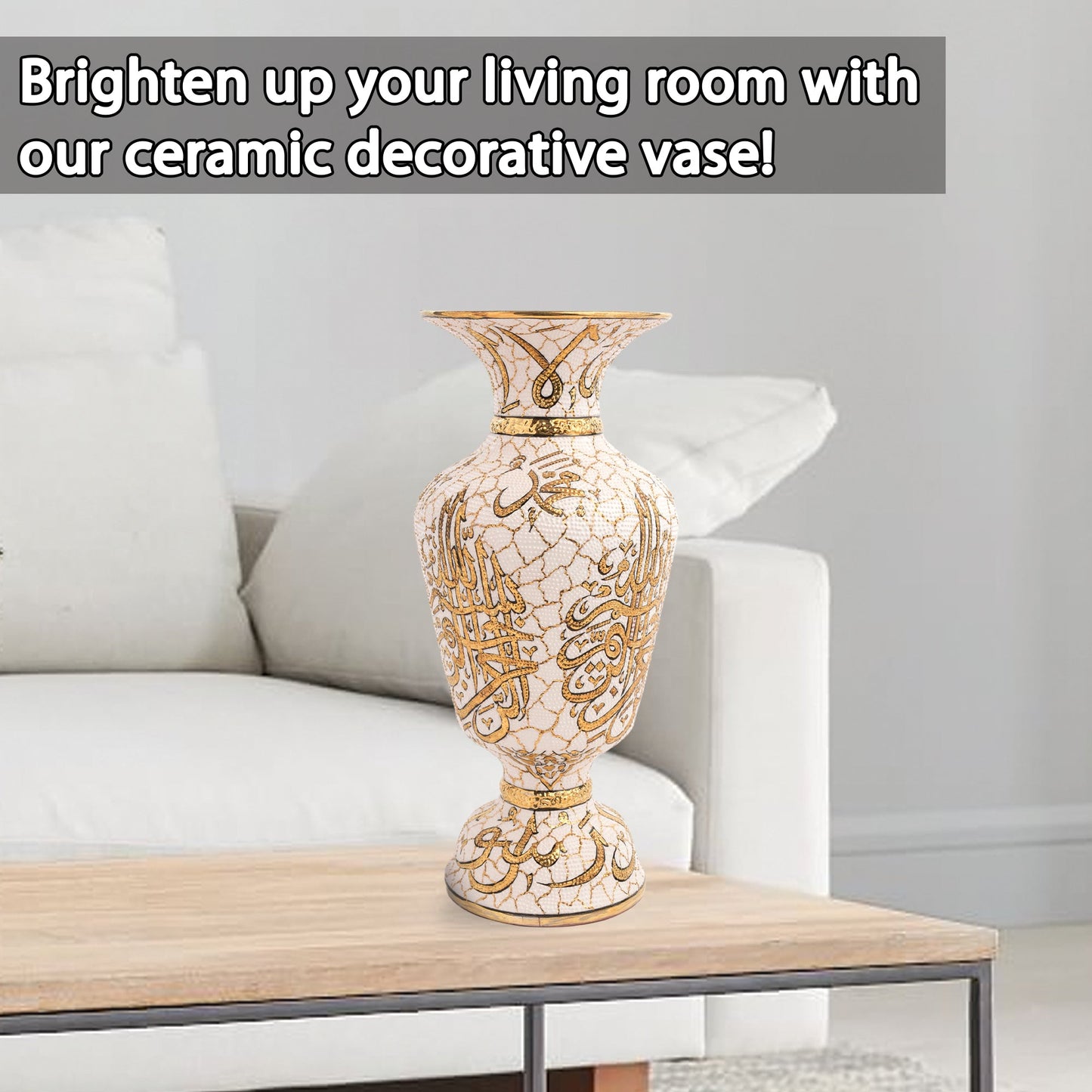 Handmade Ceramic Decorative Vase, Golden Grace Ceramic Vase, Golden Vase