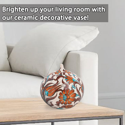 Handmade Ceramic Decorative Vase, Floral Sphere Ceramic Vase