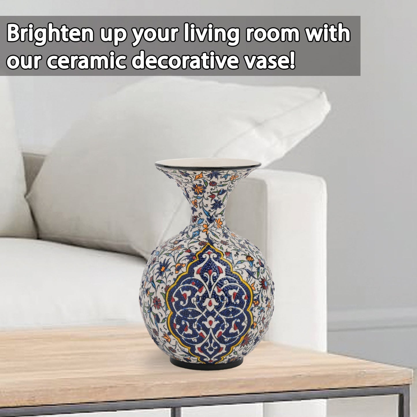 Handmade Ceramic Decorative Vase, Royal Floral Ceramic Vase