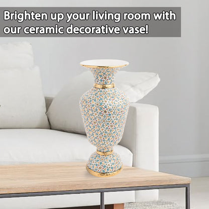 Handmade Ceramic Decorative Vase, Blossom Elegance Ceramic Vase, Golden Vase