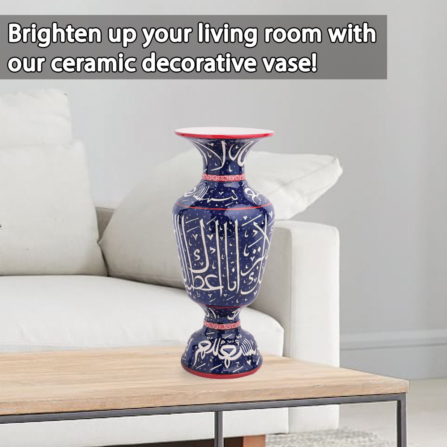 Handmade Ceramic Decorative Vase, Calligraphy Elegance Ceramic Vase