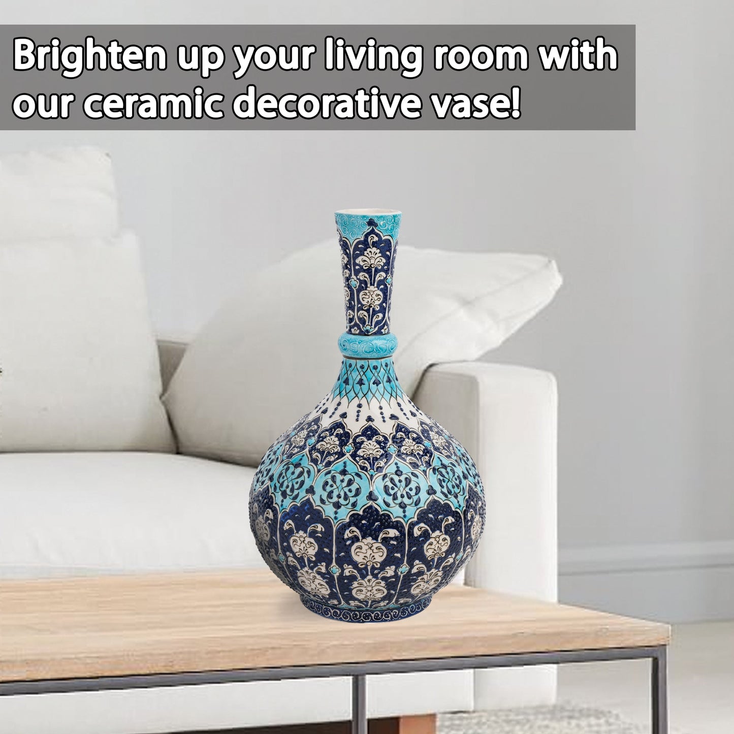 Handmade Ceramic Decorative Vase, Royal Blue Ceramic Vase