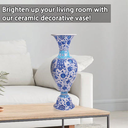 Handmade Ceramic Decorative Vase, Sapphire Elegance Ceramic Vase