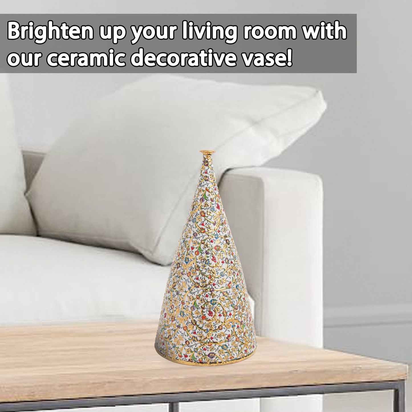 Handmade Ceramic Decorative Vase, Golden Blossom Ceramic Vase, Golden Vase