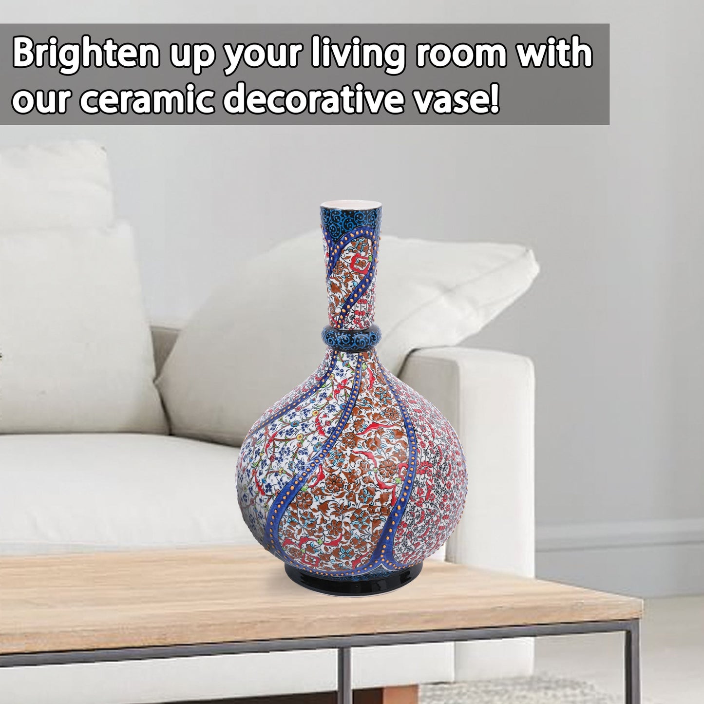 Handmade Ceramic Decorative Vase, Oriental Garden Ceramic Vase