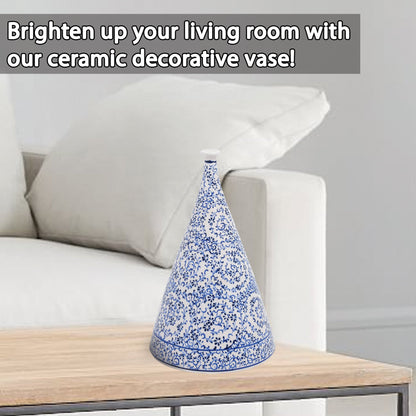 Handmade Ceramic Decorative Vase, Blue Vine Ceramic Vase