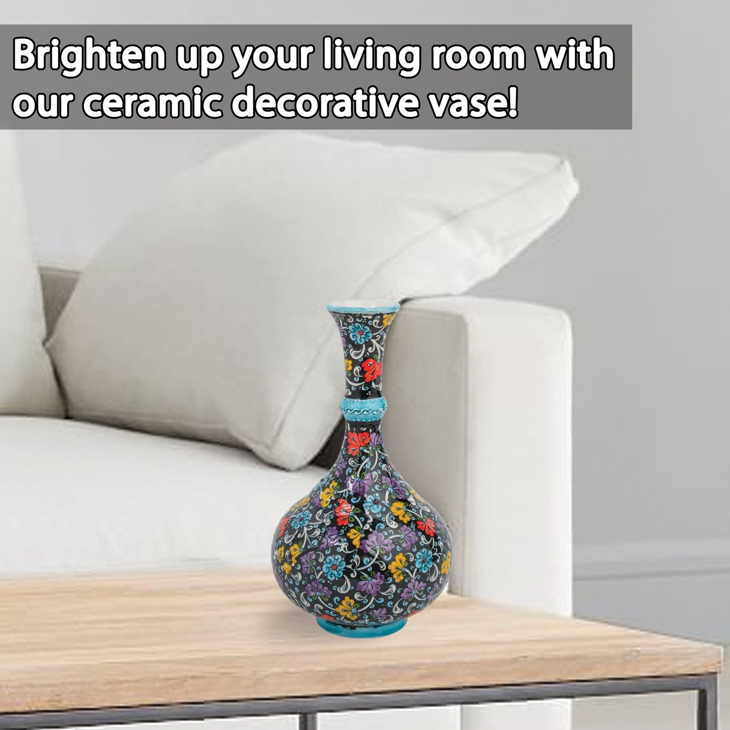 Handmade Ceramic Decorative Vase, Midnight Bloom Ceramic Vase