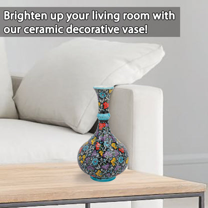 Handmade Ceramic Decorative Vase, Midnight Bloom Ceramic Vase