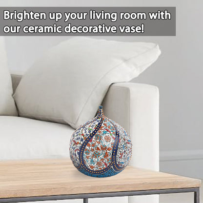 Handmade Ceramic Decorative Vase, Ornate Sphere Ceramic Vase