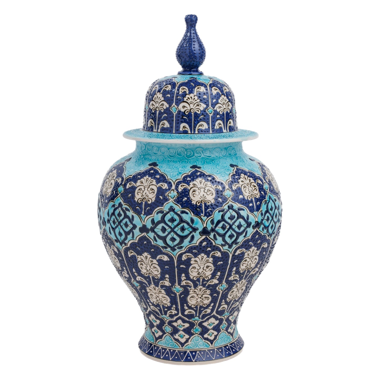 Handmade Ceramic Jar, Ottoman Blue Decorative Jar with Lid, Ceramic Ginger Jar