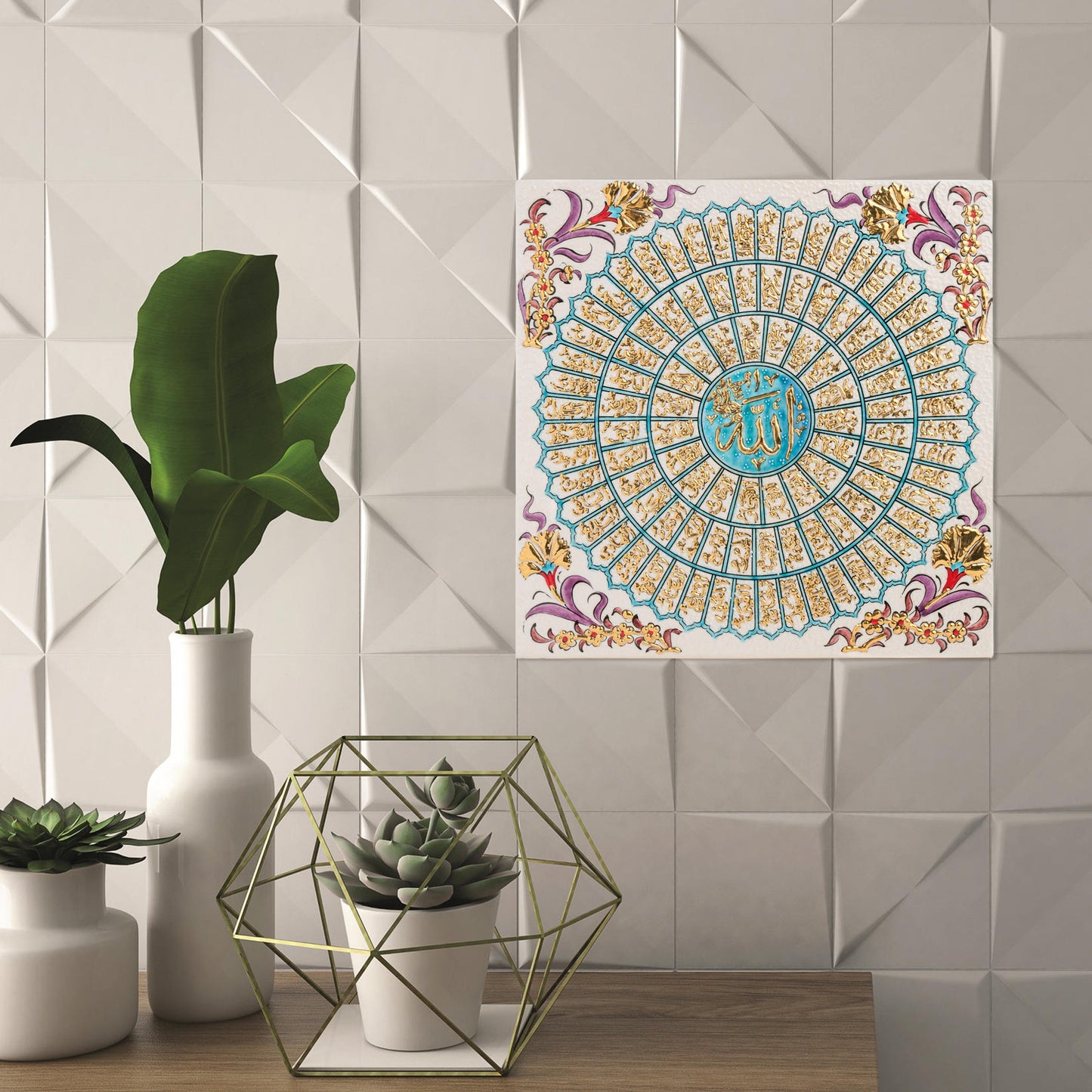 Handmade Ceramic Tile, Golden Divine Mandala Tile