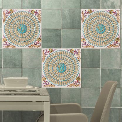 Handmade Ceramic Tile, Golden Divine Mandala Tile