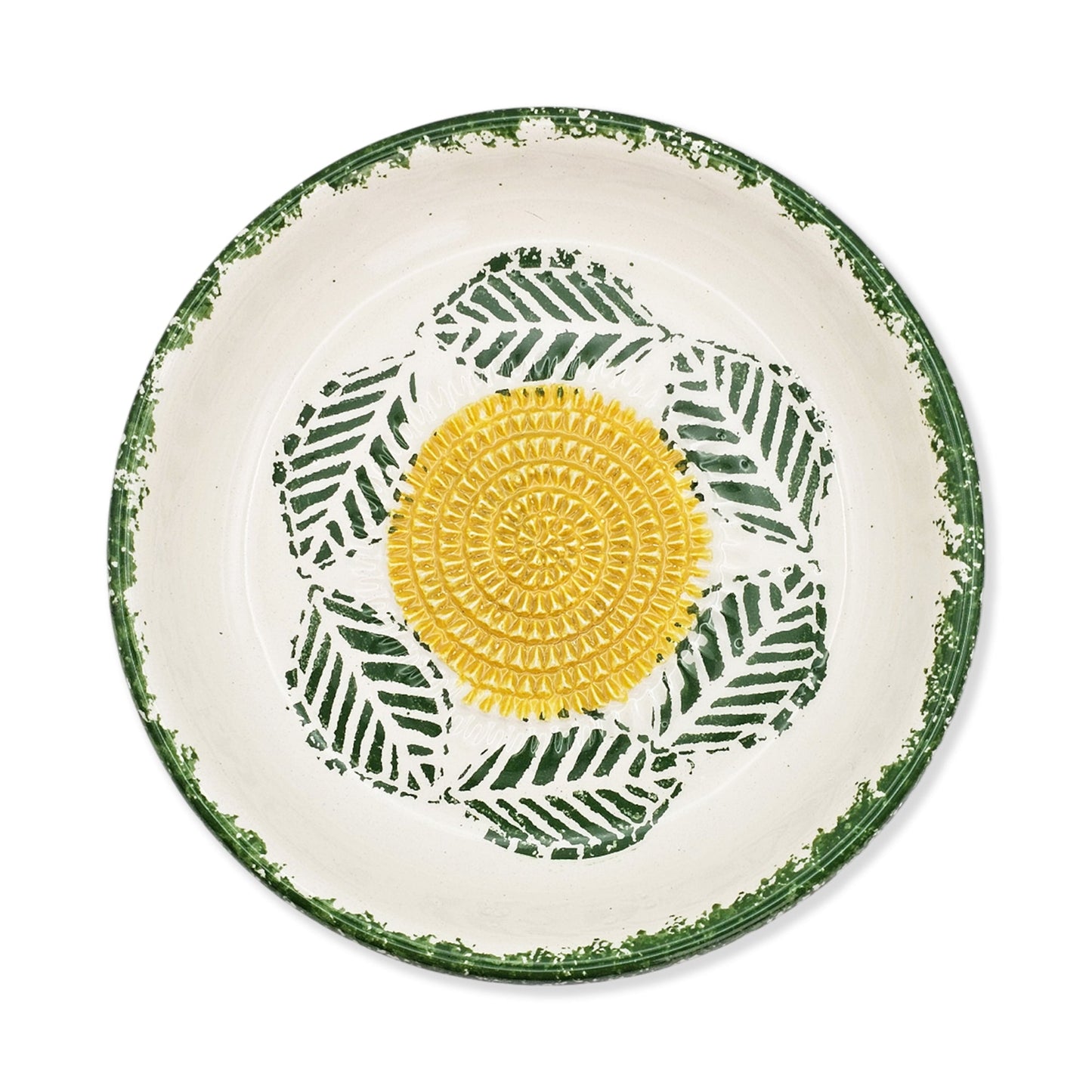 Garlic Grater Bowl, Tropical Green Plate, 7" Ceramic Garlic Grinder, Decorative Grater Bowl