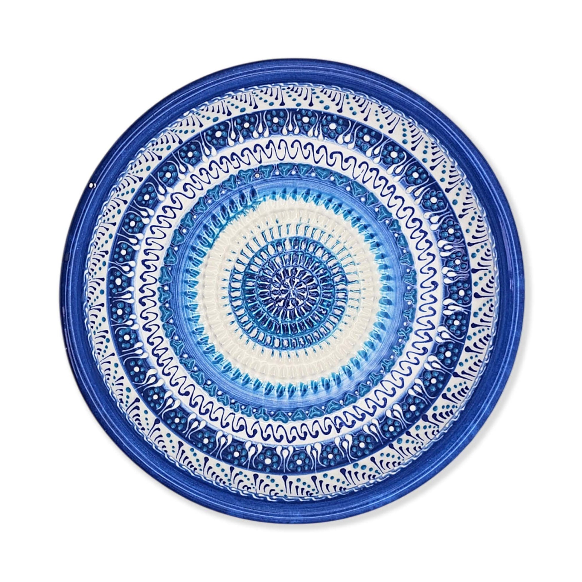 Handmade ceramic garlic grater bowl in Sapphire Dream design. Large 7” size, perfect for garlic, ginger & spices. Mediterranean blue artistry, dishwasher safe.