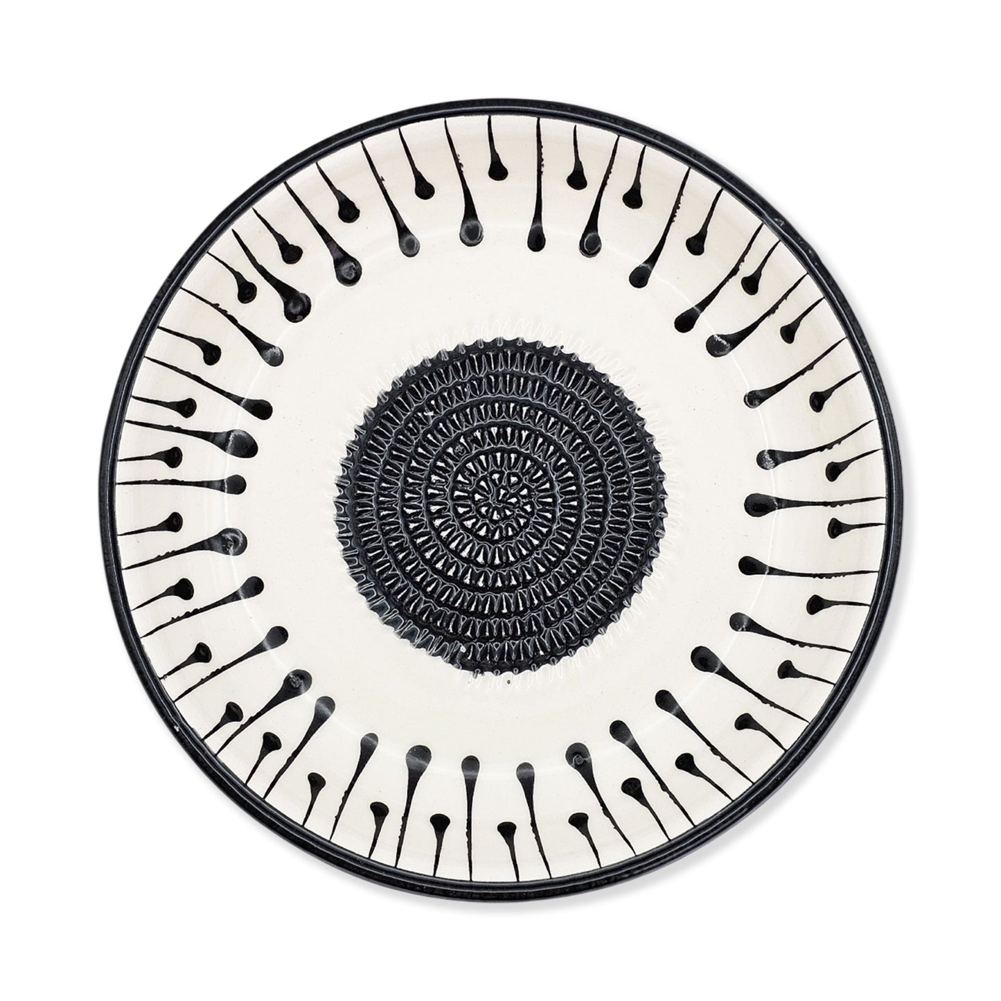 Garlic Grater Bowl, Black Drops Grater Plate, 7" Ceramic Garlic Grinder, Decorative Grater Bowl