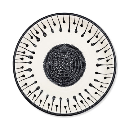 Garlic Grater Bowl, Black Drops Grater Plate, 7" Ceramic Garlic Grinder, Decorative Grater Bowl