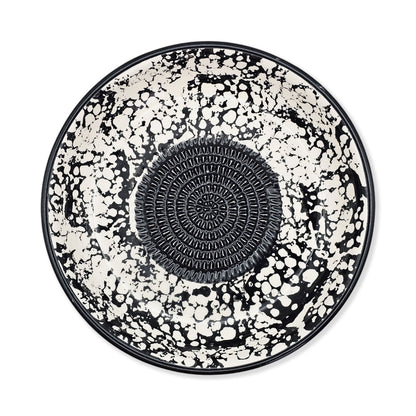 Garlic Grater Bowl, Black Sponge Grater Plate, 7" Ceramic Garlic Grinder, Decorative Grater Bowl