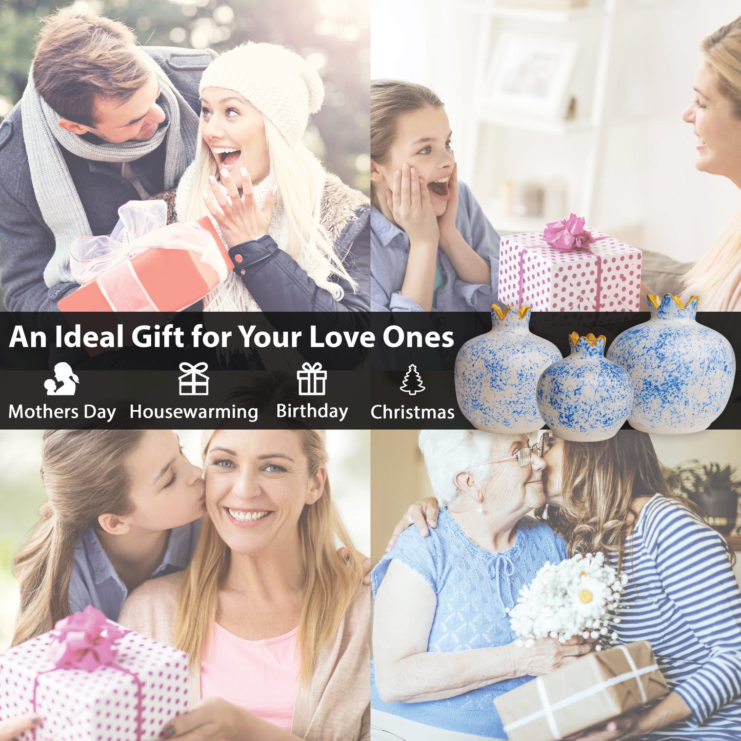 Handmade Ceramic Pomegranate Vase, Ceramic Vase Home Decor