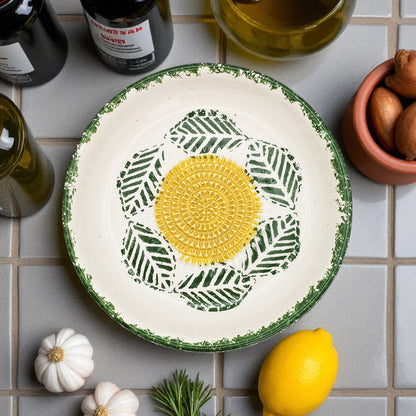 Garlic Grater Bowl, Tropical Green Plate, 7" Ceramic Garlic Grinder, Decorative Grater Bowl